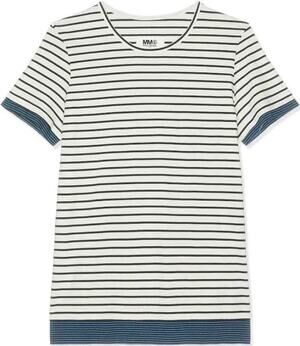 MM6 Maison Margiela Off-White Splice T-Shirt, Size L